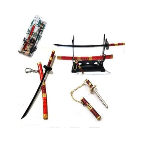 One Piece Anime Zoro three generations of ghosts autumn water and road one word snow walk 22CM plus mini keychain for presents