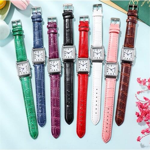 Womens Watches Korean Quartz Watches Womens Belt Watches Square Watches Lady Candy Color Clock Casual Sport Women Watches