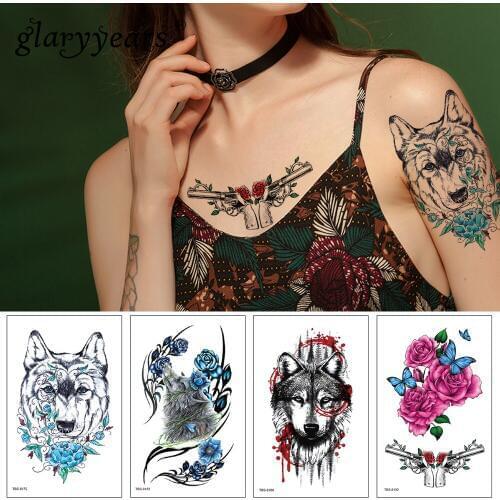 Glaryyears 1 Sheet Tiger Pattern Makeup Temporary Tattoo Sticker Fake Flash Waterproof Fashion Small Body Art Men Women TBS
