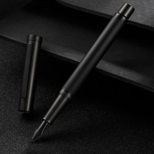 Hongdian Black Forest Metal Fountain Pen Titanium Black EF/F/Bent Nib Ink Pen Beautiful Tree Texture for Business Office Writing
