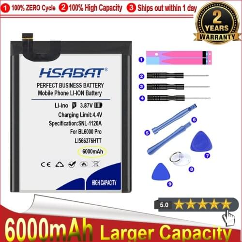 HSABAT 0 Cycle 6000mAh Li566376HTT Battery for Blackview BL6000 Pro High Quality Mobile Phone Replacement Accumulator