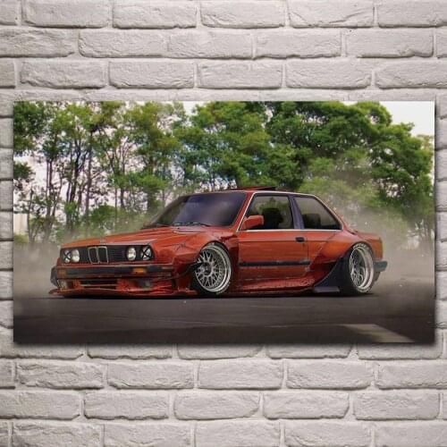 Classic e30 m3 rb stance red sport car living room decoration home art decor wood frame fabric poster KL631
