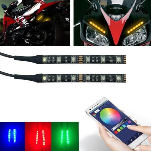 2Pcs 6LED 5050-SMD Flexible Waterproof Motorcycle RGB LED Strips Light Multi-Color Accent Glow Neon Lights Lamp