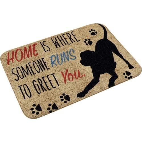 Flannel Doormat Rectangular Soft Non-slip Door Mat For Indoor Outdoor Letter Dog Printed Floor Mat Kitchen Bedroom 40x60cm
