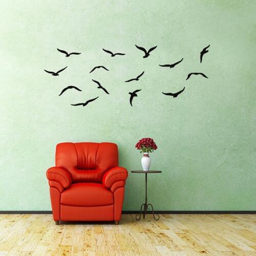 Creative Seabird Wall Sticker for Home Decor Living Room Wall Decorative Decals PVC Waterproof Simple style combination Stickers