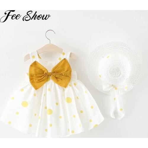 Summer Fashion Baby Girls Dress Cotton Sleeveless Infant Dress Toddler Printed Round Dots Princess Dresses Baby Girl Clothing