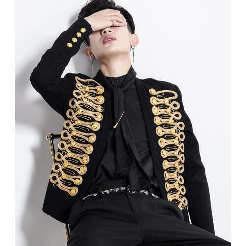 M-3xl New Autumn And Winter Nightclub Dj Small Suit Jacket Men Vintage Phnom Penh Decoration Blazers Coat Singer Stage Costumes