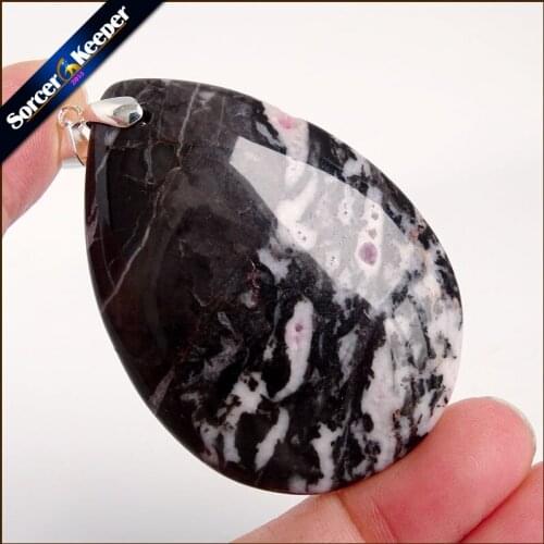 Fashion Crystal Quartz Pendant Necklace Natural Zebra Agates Stone Necklaces For Men Vintage Colares Femininos US765