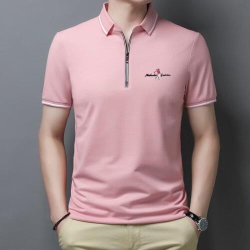 Golf Polo Shirts For Men Summer New Short Sleeve Zipper Lapel Tops Casual Slim Trend Good Quality Tees 2021 Hommes Clothing
