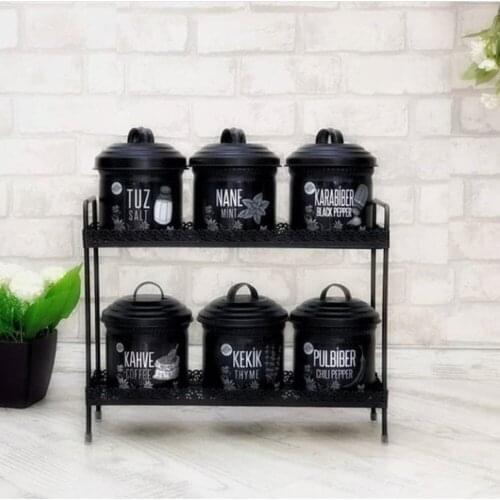 Shaddy Goods Metal 6 Pcs Spice Set - Black METAL 6 PIECES SPICE SET Stylish Looking Metal Set SPICE METAL