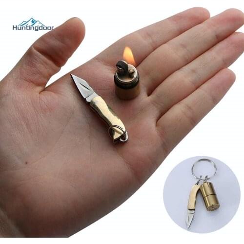 Super Mini Thumb Lighter Knife Set Field Emergency Survival Tool Sophisticated Practical Key Chain For MEN Festival Gift