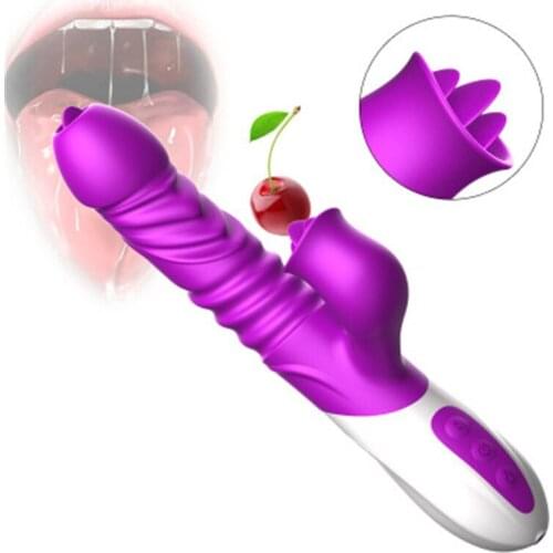 Heating 10 speed Gpot silicone vibration telescopic vibrator dildo wand stick female tongue licking massage adult sex toys shop