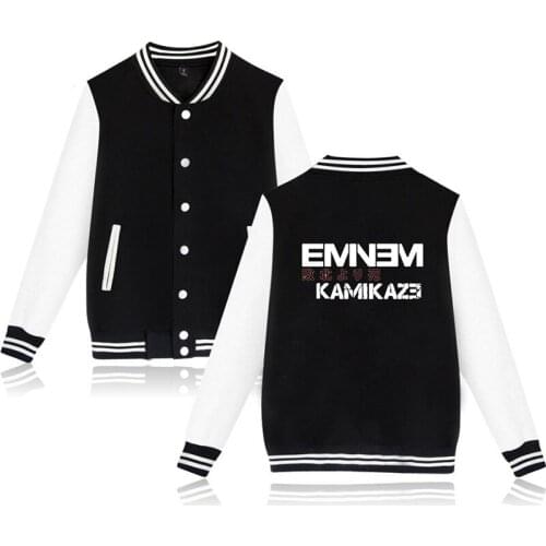 New Fashion Eminem Kamikaze Album Hip Hop Jackets Fashion Collage Hot Sale Long Sleeve Baseball Jacket Men/Women Streetwear Coat