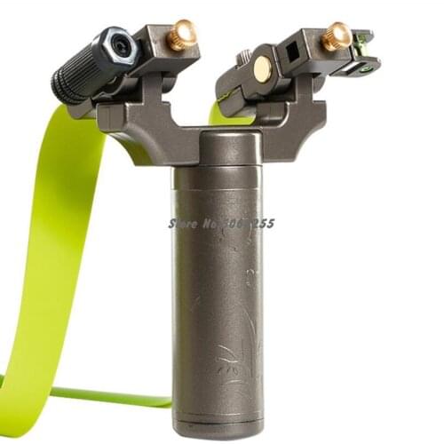 New Flat Rubber Band Slingshot Outdoor Hunting High Precision Shooting Laser Point Slingshots Catapult Head 360 Degree Rotated