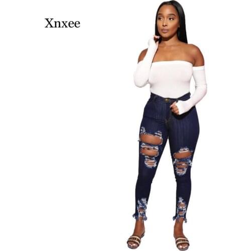 2021 New Womens Casual High Waist Denim Jeans Slim Jeans Ripped Stretch Skinny Jeans Sexy Ripped Retro Multicolor Jeans
