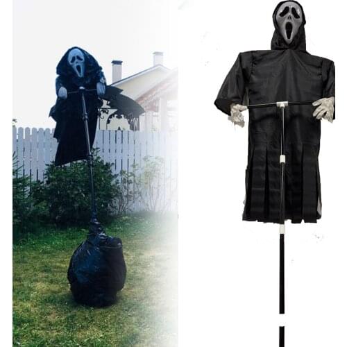 New Creative Garden Ghostface Scarecrow Yard Art Hanging Scary Scream Ghost Halloween Scream Ghostface Scarecrow Outdoor Decor
