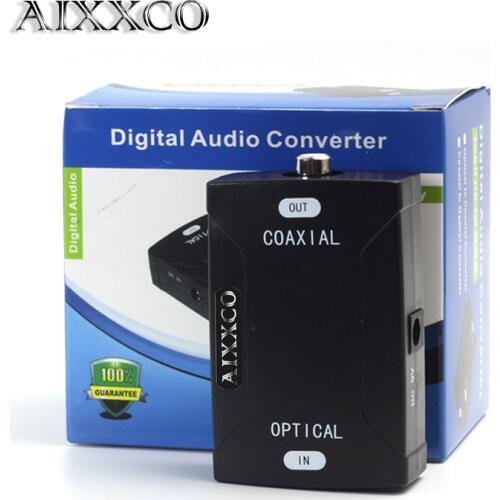 AIXXCO TOSlink Optical Digital Audio to Coaxial Converter 24bit/192K HD sampling Optical audio signals to Coaxial audio signals