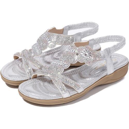 Fashion Casual Sandals Women Flat Wedges Party Diamonds Gladiator 2019 Summer Shoes Girls Low Heels Sandalias Mujer Feminina