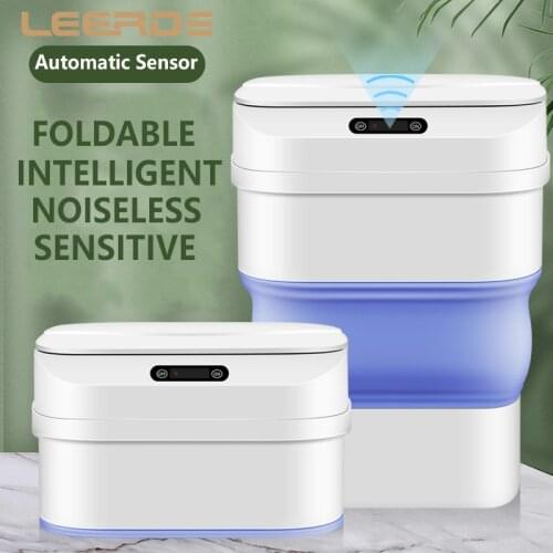 17.5L Foldable Intelligent Trash Can Smart Induction Dustbin Automatic Sensor Smart Sensor Home Rubbish Can For Kitchen Bathroom