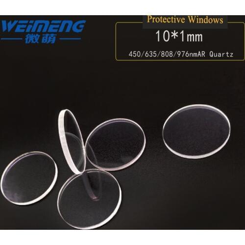 Weimeng Laser protective lenses 10*1mm 450/635/808/976nm AR circular JGS1 quartz for laser cutting welding engraving machine