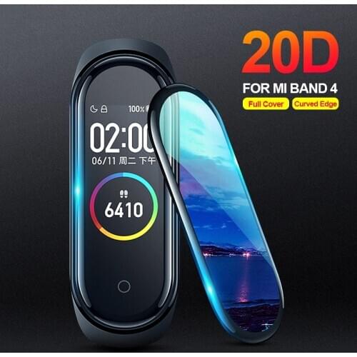 20D Protective Glass For Xiaomi Mi Band 5 Glass Film Scratch-Resistant Protector Mi Band 4 Screen Protector Curved Edge