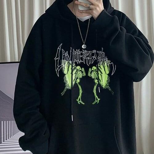 2021 New Oversized Sweatshirt Women Gothic Skull Butterfly Harajuku Print Grunge Hoodies Women Casual Loose Hoodie Tops Clothes