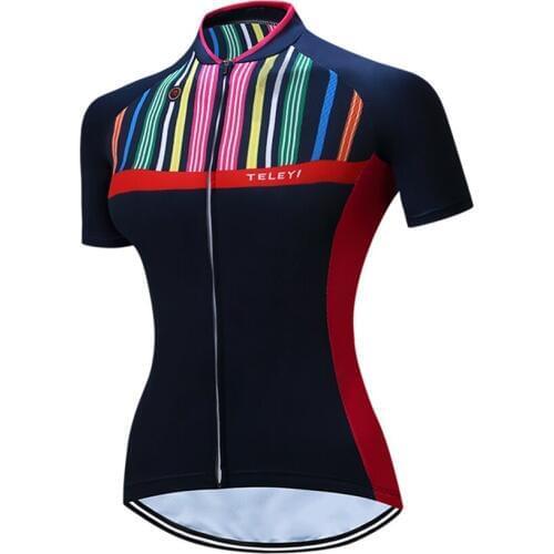 TELEYI Womens Cycling Jersey/Cycling Clothing Top Bike Team Black Riding Ciclismo Mtb Maillot Outdoor Sportswear CC6309