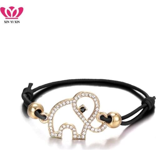 Gold Charms Bracelet Cute Pink Elephant Crystal Jewelry Women Adjustable Animal Bracelets Friendship Gifts 2018 Dropshipping