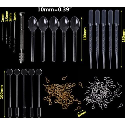 1 Set Epoxy Resin Kit DIY Jewelry Making Tools Drill Pins Silver Gold Necklace Pendant Dropper Spoon Mix Stick Accessories