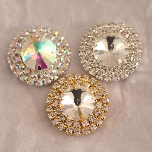 1pcs/lot Crystal Rhinestone Buttons for Sew on rhinestones Garments,scrapbooking With costura sewing accessories With 3 Holes