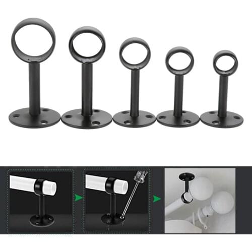 2Pcs 16/19/22/25/32mm Flange Rod Holders Curtain Ceiling-Mount Bracket Steel Flange Rod Holder Closet Pole End Supports Socket