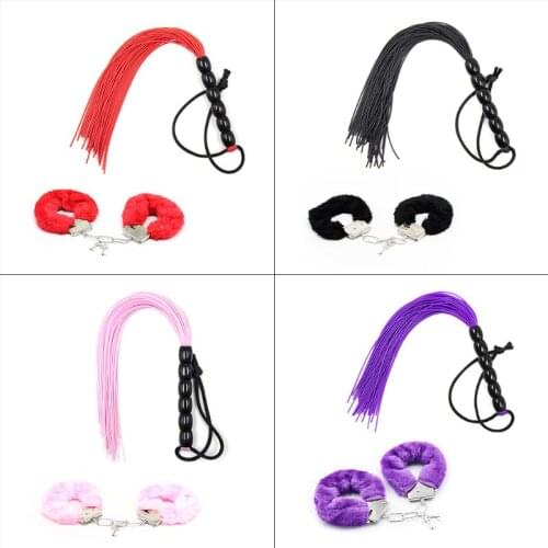2Pcs/Set Adults Flirting Plush Handcuffs Hand Whip Party Role Play Sex Toys Couples Alternative Toy M10 21 Dropshipping