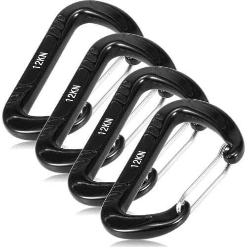 4pcs 12KN Wiregate Carabiner Hiking Climbing Carabiner Spring Buckle Clip Lightweight Hammock Swing Clip Outdoor Tool Equipment