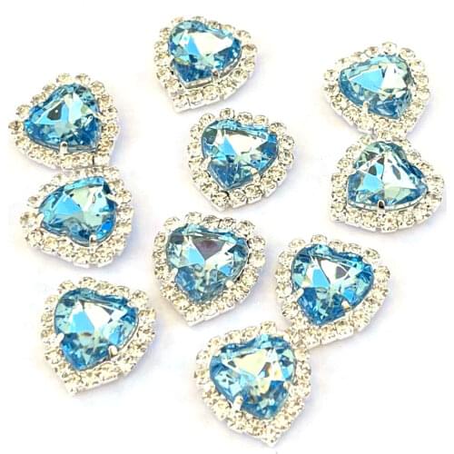 5pcs/lot 12*13mm Nail Heart Shape Rhinestones Claw Sets Flatback Zircon Strass Jewelry Nail Art Decorations Crystal Charms VI-00