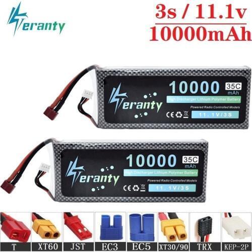 Upgrade 11.1v 10000maH 35C Lipo Batterry For RC Quodcopter Cars Boats Drone Spare Parts 3s 10000mah 11.1v Rechargeable Batteries