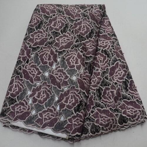 Free shipping (5yards/pc) fantastic embroidered coffee African Swiss organza lace fabric with beads for party dress CLP318