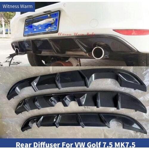 FRP/Carbon Fiber Rear Bumper Diffuser Lip Spoiler With light for Volkswagen VW Golf 7.5 MK7.5 Standard Rline GTI 2017 2018