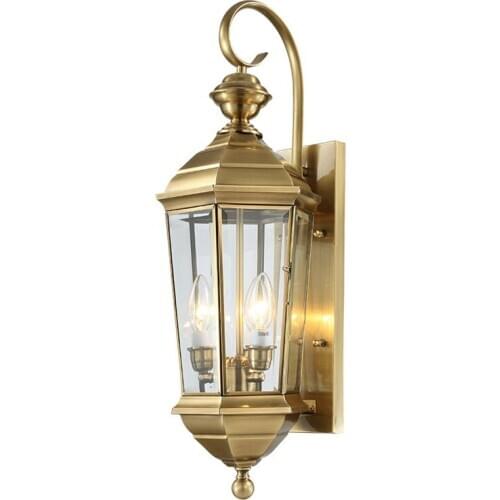 Europe Copper outdoor Wall lamp balcony aisle corridor staircase wall lamp retro LED waterproof glass garden lights