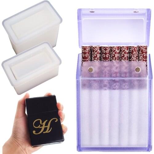 Cigarette Box Mould Crystal Epoxy Resin Silicone Mould Cigarette Box Lighter Cover Hemp Leaf Silicone Mirror Mould