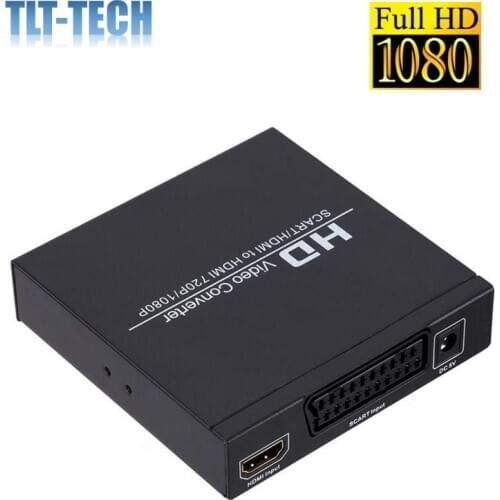 Full HD 1080P SCART HDMI to HDMI Converter Digital High Definition Video Konverter EU/US Power Plug Adapter For HDTV HD