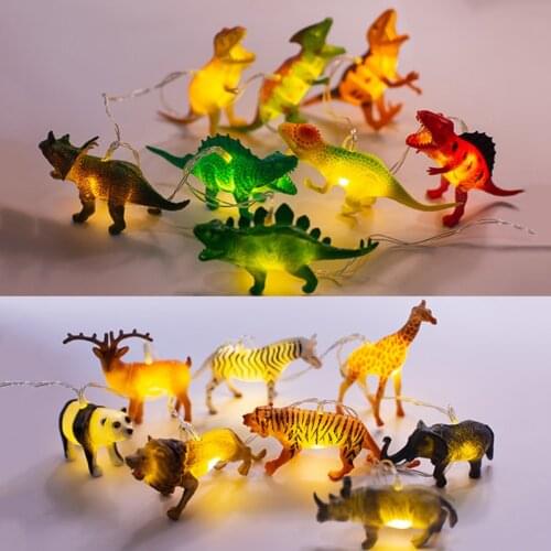 1.2M 8LED Animal Tiger Panda Dinosaur String Lights Children Birthday Party Living Room Decoration Jungle Safari Party Decor