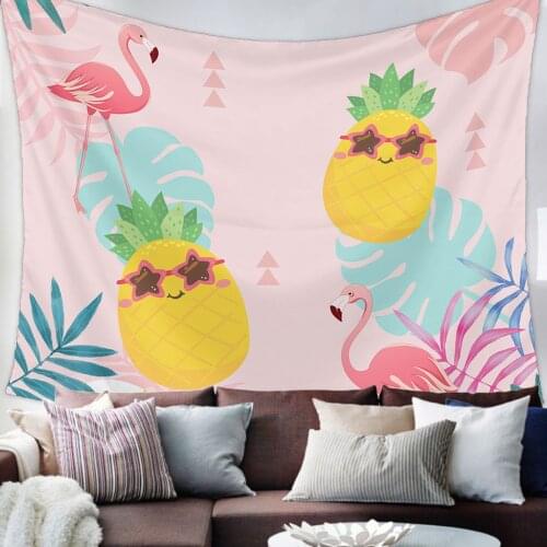 Plant Palm Leaf Flamingo Pineapple Tapestry Wall Hanging Living Room Decor Wall Hanging Tapestry Yoga Mat Home Decor Art