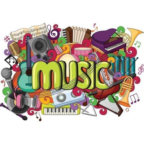 Comic music backdrop kids birthday photo background vinyl graffiti photography backdrop for photo Studio props fotografia G-1110