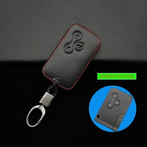 Leather Key Case Smart Remote Control For Renault Clio Logan Megane 2 3 Koleos Scenery Card Car Styling