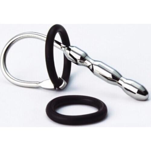 Metal Penis Plug Urethral Catheter With Silicone Penis Ring Urethra Dilator Horse Eye Stimulation Sounding Sex Toys For Men C600