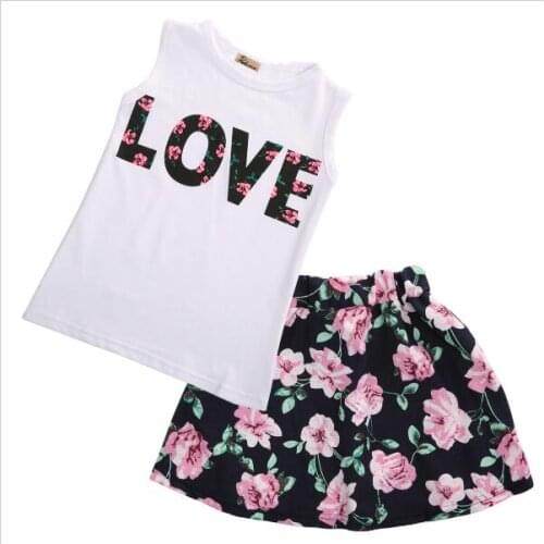 Vogue Kid Girls Clothes Floral Love Sleeveless Dress White Big Flower Dresses Children Girls Clothing