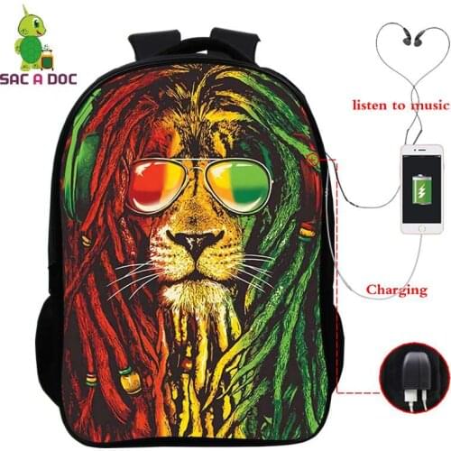 Acuarelaranimal 3d Print Men Backpack School Bag Fashion Sac A Dos Men Bookbag Usb Charging Laptop Backpack Mochilas Para Hombre