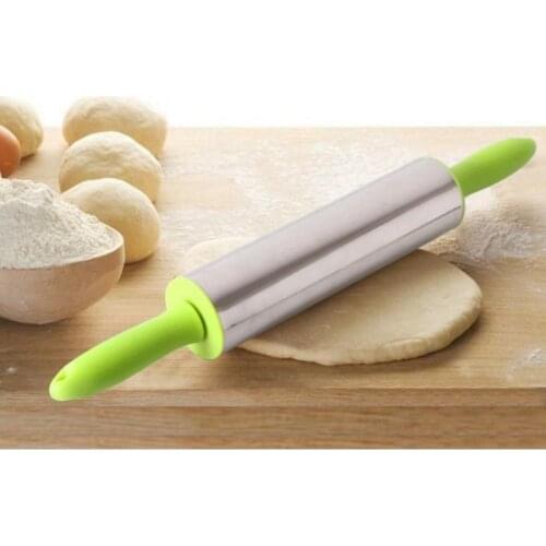 Stainless Steel Rolling Pin Non Stick Pastry Roller Dough Roller Flour Roller with Handles Cooking Baking Kitchen Tool Coxeer