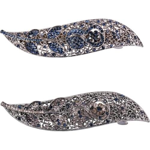 New Fashion Classic Leaf Rhinestone Hollow Hairpins European Hair Clips Barrettes Girls Women