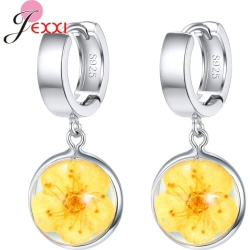 New Fashion Women Jewelry Dangle Earrings Elegant Glass Bottle Drop Earrings Dry Flower Women Wedding/Engagement Gift